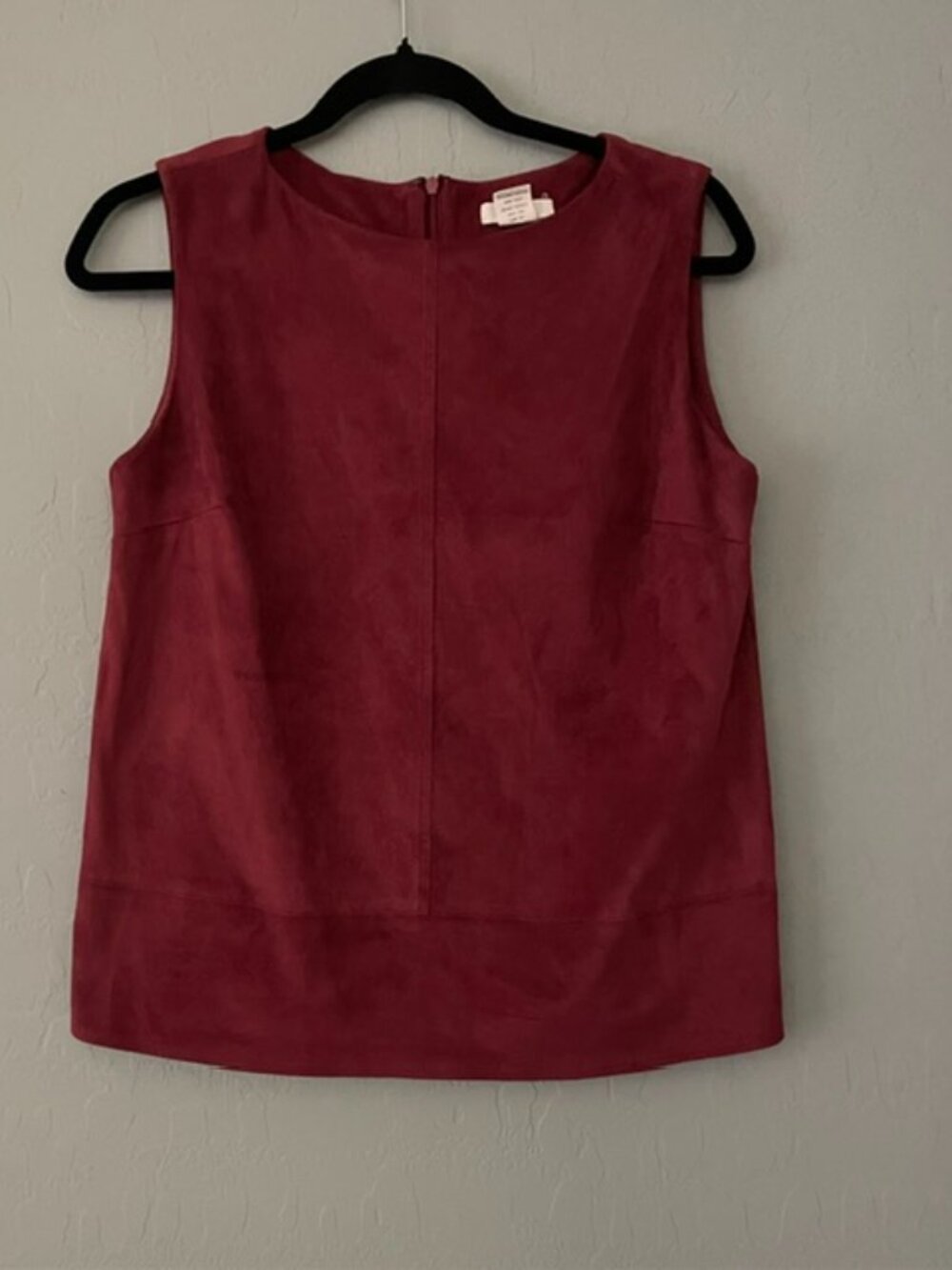 Maroon Faux Suede Sleeveless Top Shell Burgundy Size M